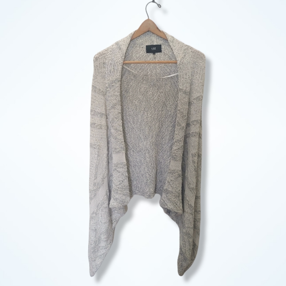 Line the Label | Loose Knit Linen-Blend Sleeveless Waterfall Vest